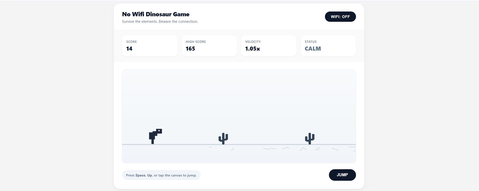 No Wifi Dinosaur Game  screenshot 2