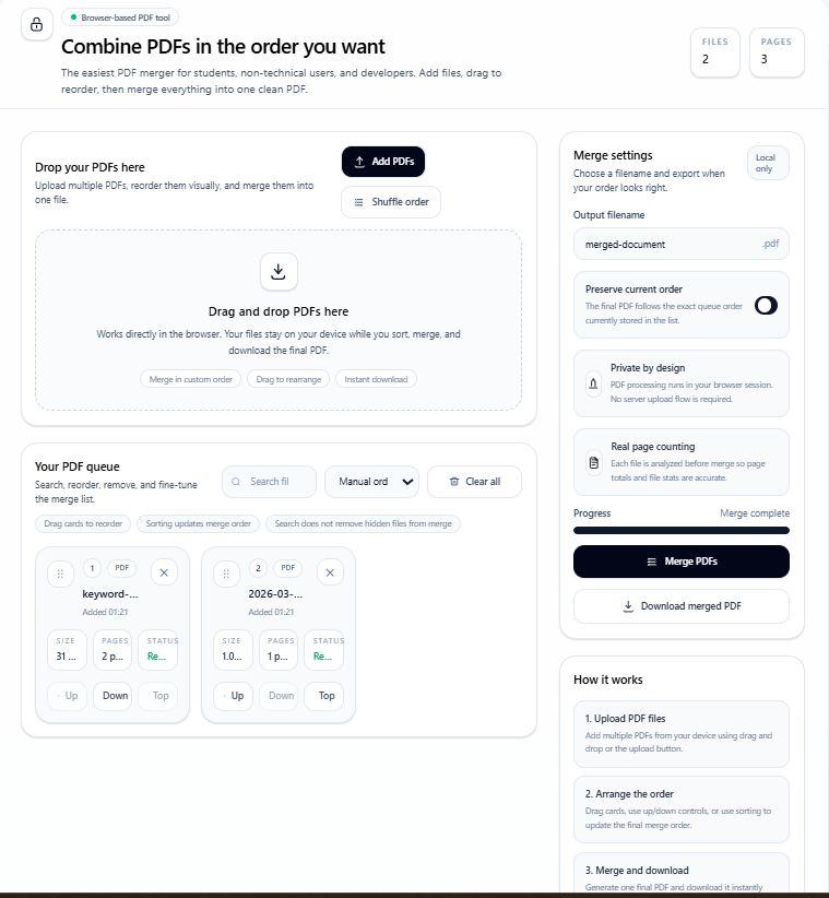 Merge PDF Documents screenshot 1